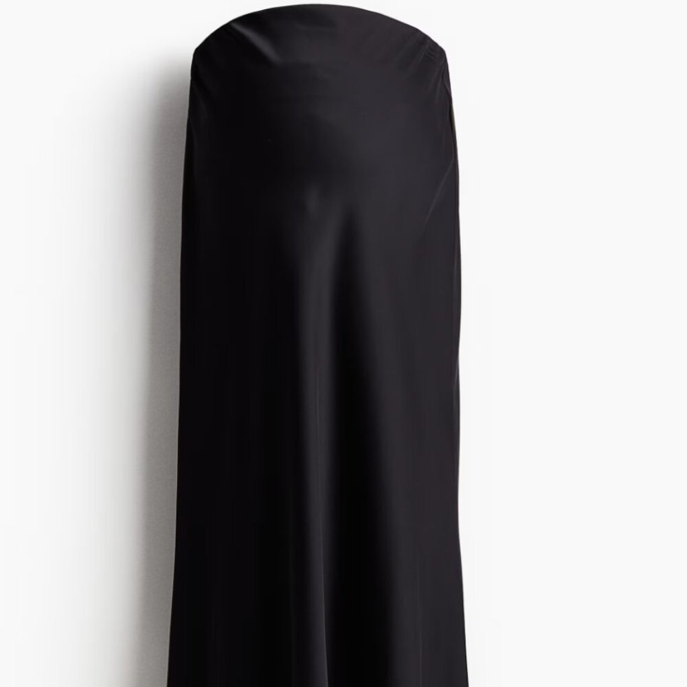 NWT H&M Mama black satin maxi slip skirt